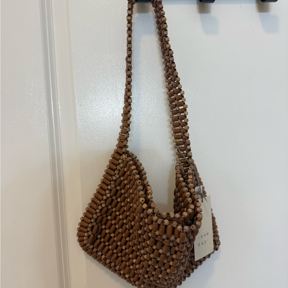 a new day Tan Beaded Shoulder Bag